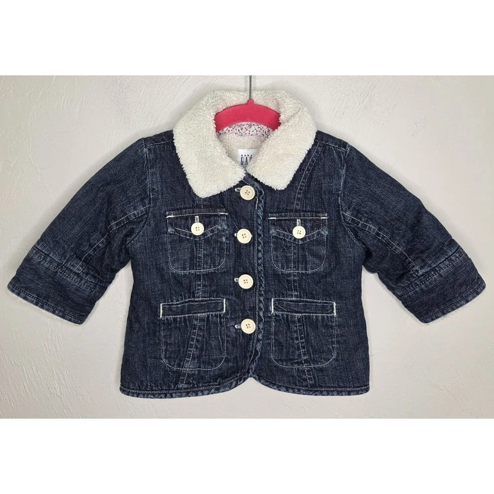 Vintage 2004 Baby GAP Jean Jacket Infant 6-12 Months Lined Warm Button Closure